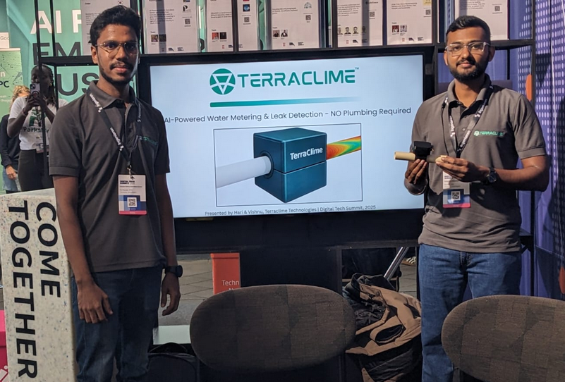 Terraclime team demonstrating its water metering work